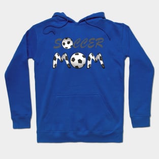 Soccer Mom. Soccer Balls and Black and White Soccer Patterned Letters. (White Background) Hoodie